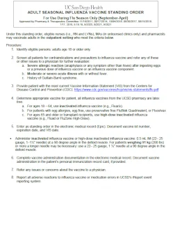 Adult Seasonal Influenza Vaccine Standing Order