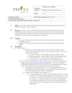 Standing Orders for Immunizations