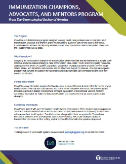 Immunization Champions, Advocates, and Mentors Program (ICAMP) Factsheet