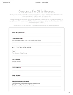 Corporate Flu Clinic Request Form