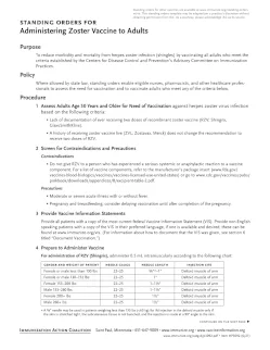 Standing Orders for Administering Zoster Vaccine to Adults