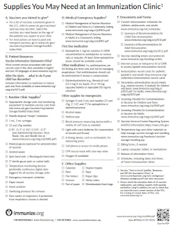 "Supplies You May Need at an Immunization Clinic" Checklist