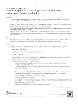 Standing Orders for Administering RSV Vaccine to Adults Age 60 Years and Older